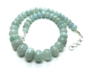 100% natürliche Aquamarin Glatte Perlen Halskette, Rondelle Perlen Halskette Aquamarin Perlen 7-10 MM, handgefertigte poliert, Aquamarin Edelstein Perlen