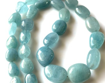 AAA + Qualität Aquamarin handgemachte glatte Nuggets Perle Aquamarin getrommelt Perlen, Großhandel Blau Aquamarin Edelstein Trommel, Geschenk für sie