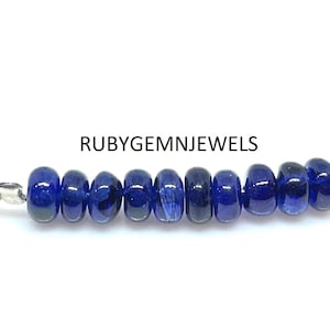 Natural Blue Sapphire Beads, 10 Pcs, Blue Sapphire Rondelle Beads, Sapphire Smooth Rondelle, High-Quality Gemstone