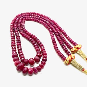 Top Quality Natural Ruby Faceted Beads Necklace, 5-8 MM, Natural Ruby Beaded Beads, Ruby Faceted Beads Necklace, July Birthstone,