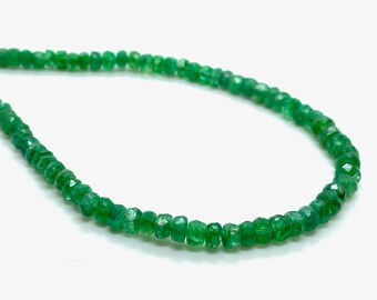 AAA+Natural Green Emerald Faceted Beads, 4 To 5 MM Emerald Beaded Beads, Rondelle Beads, Emerald Beads Necklace, Gift For Her
