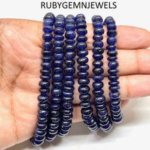Blue Sapphire Rondelle, Natural Blue Sapphire Smooth Rondelle Beads 5-7mm, Finest Sapphire Smooth Beads, Blue Sapphire Rondelle Plain Beads