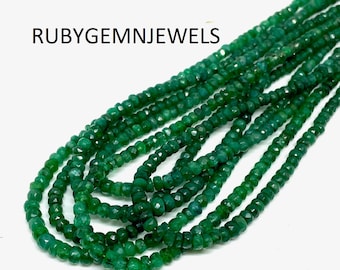 AAA+ Zambian Emerald Beads, Green Emerald rondelle Shape Beads 4-5MM , Handmade Faceted Polished Beads, May Birthstone, Gift For Her