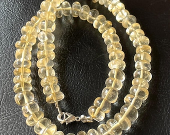 16 Inch~AAA+Quality Citrine Smooth Beads Necklace, 8-10 MM, Natural Citrine Smooth Rondelle Beads, Citrine Beads, Beaded Beads Necklace