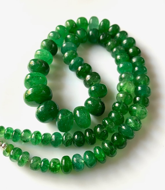 Natural Emerald Beads, Green Zambian Emerald rondelle Shape Beads, 6-11 MM, Handmade Smooth Polished Beads, May Birthstone, Gift For Her