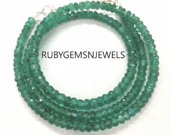 AAA+ Natural Green Emerald Faceted Beads, Zambian Emerald Beaded Beads, Rondelle Beads, Beads Necklace, Gift For Her, May Birthstone