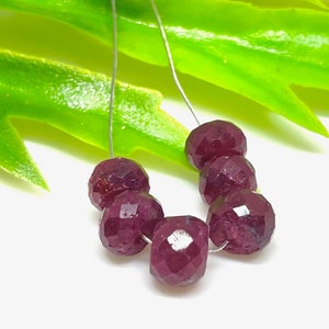 6 PCS AAA+ Natural Ruby Faceted Rondelle Beads, 5-6MM Faceted Ruby Beads, Ruby Loose Beaded Beads, Red Ruby Rondelle Beads - Get 70% Off