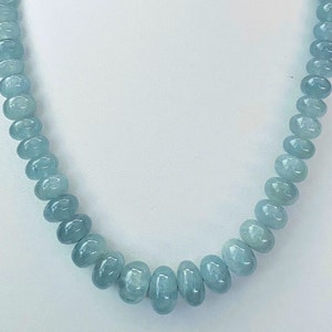 Aquamarine Necklace Smooth Round Beads Necklace Aquamarine Beads 7-9 MM, Handmade Jewelry,Beautiful Aquamarine Gemstone, Gift For Her.