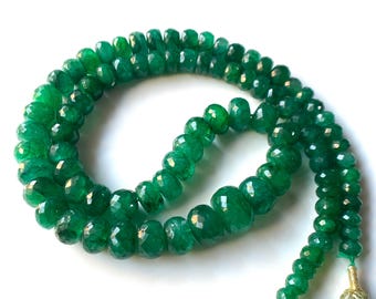 16 Inch~Zambian Natural Emerald Faceted Necklace, Emerald Beaded Beads Necklace, Emerald Beads Necklace, May Birthstone Gift