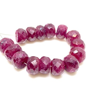 15 PCS Mozambique Ruby Faceted Rondelle, 8 MM, Natural Ruby Beaded Beads, Red Ruby Faceted Beads, Ruby AAA+++ Beads, Loose Ruby Beads