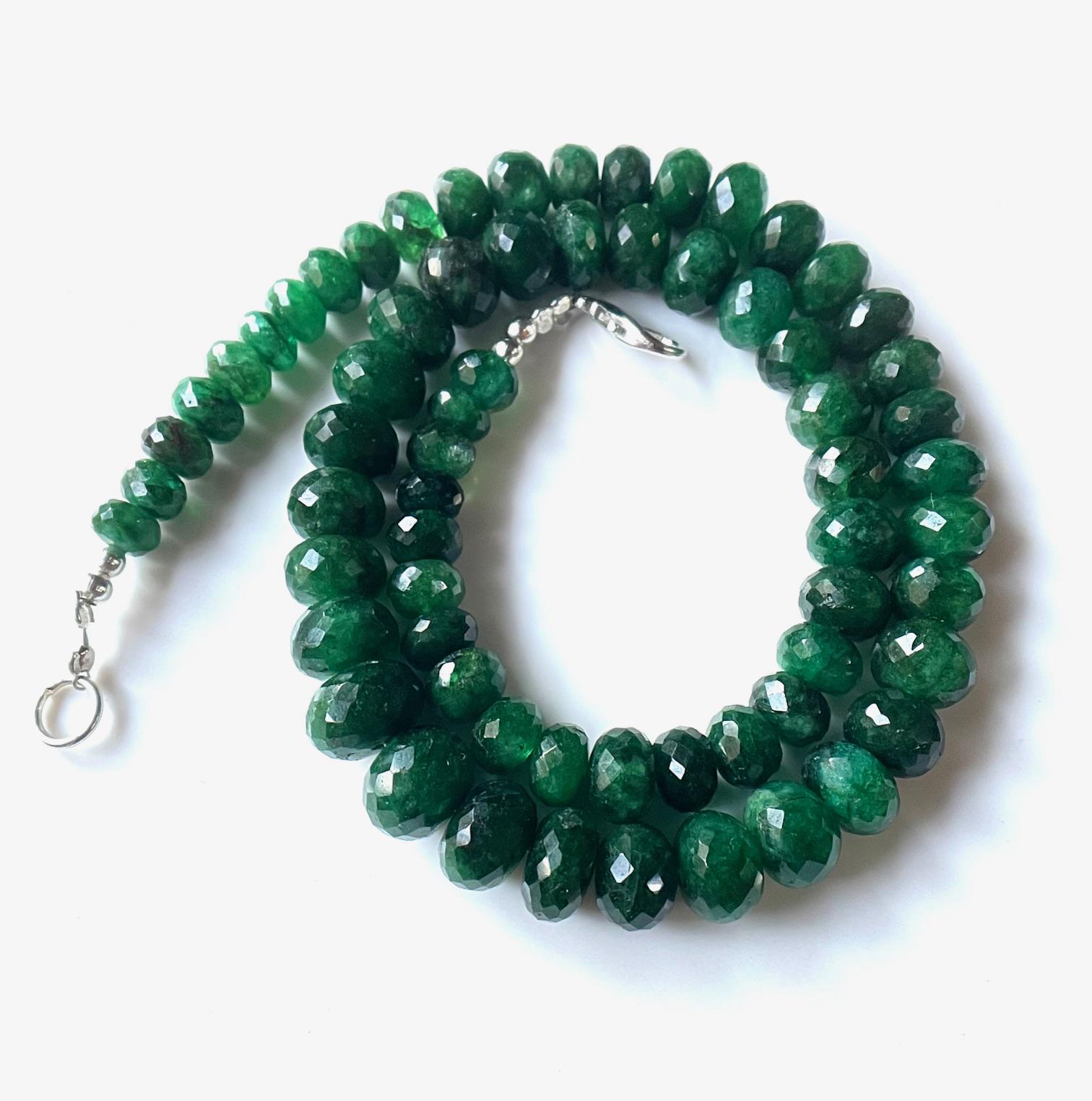 18Inchs~Natural Emerald Beads, Zambian Emerald Rondelle Faceted Beads, 6-9 mm, Handmade Faceted Polished Beads, May Birthstone, Gift For Her