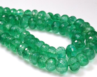 AAA-Natural Emerald Beads, Green Zambian Emerald rondelle Shape Beads 5-8mm, Handmade Faceted Polished Beads, May Birthstone, Gift For Her