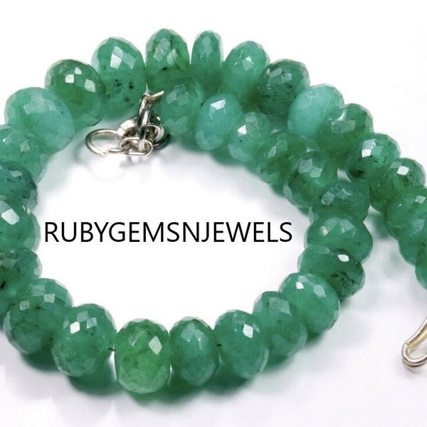 Natural Zambian Emerald Faceted Rondelle Beads,Emerald Beaded Beads Bracelet, Earth mined Emerald Faceted Beads, May Birthstone