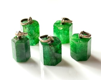 Raw Polished Emerald Pendant, 925 STERLING Silver Gemstone Pendant, Handmade Pendant, May Birthstone Pendant, Raw Emerald Pendant, Gift