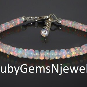 Feuer äthiopischen Opal Perlen zierliches Armband, AAA Grade Opal Sterling Silber Armband, mehrfarbiges Feueropal Armband, echter Opal Schmuck