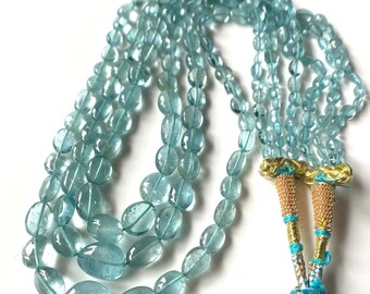 Top-Qualität Blau Aquamarin Glatte Perlen Halskette, 6-10 MM, AAA + Natural Aquamarin Plain Perlen, Aquamarin Edelstein, März Birthstone Geschenk,