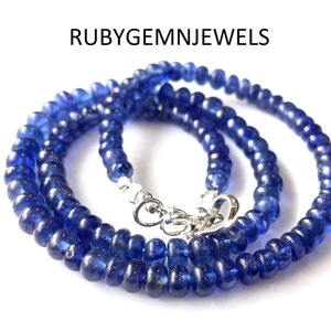 AAA+Natural Blue Sapphire Beads, Sapphire Rondelle Loose Beads, Sapphire Smooth Rondelle Beads 4-7MM, Sapphire Beaded Beads,Jewelry Making.