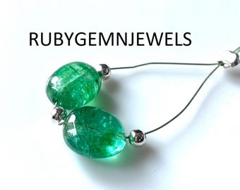 Match Pair AAA+ Zambian Emerald Smooth Oval Beads, 10x8MM, Natural Emerald Beads, Zambian Emerald Plain Beads, Emerald Loose Beads,