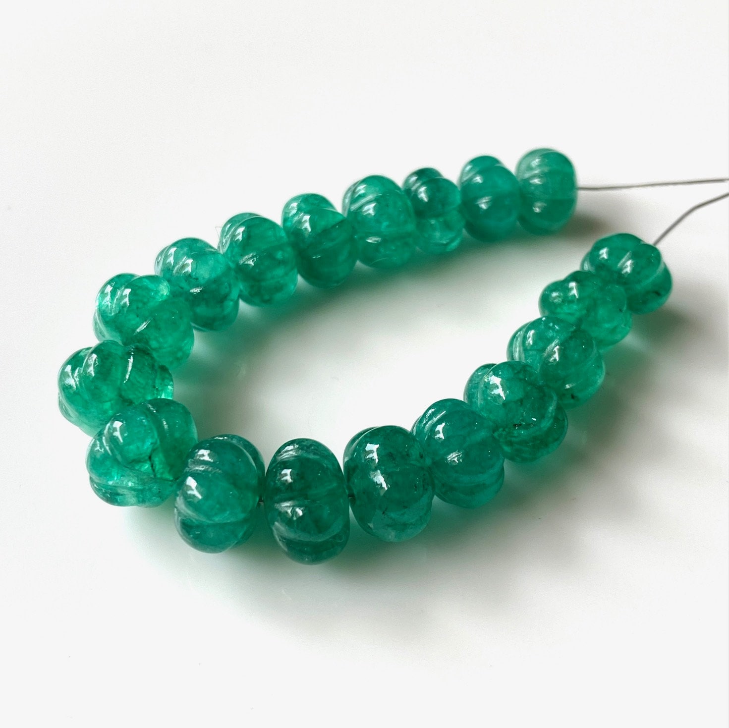 Lot De 10 Perles En Quartz Sculptées à La Main - Forme Melon Citron - 10mm - Pour Création Bijoux