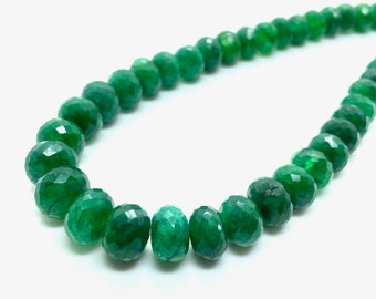 Feine Qualität Smaragd Rondelle Perlen, Smaragd Facettierte Perlen Halskette, Smaragd Perlen Schmuck, Mai Birthstone, Geschenk für sie, 6-10 MM