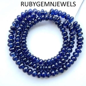 AAA+Natural Blue Sapphire Beads, Sapphire Rondelle Loose Beads, Sapphire Smooth Rondelle Beads 4-7MM, Sapphire Beaded Beads,Jewelry Making.