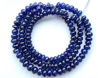 AAA+Natural Blue Sapphire Beads, Sapphire Rondelle Loose Beads, Sapphire Smooth Rondelle Beads 4-7MM, Sapphire Beaded Beads,Jewelry Making.