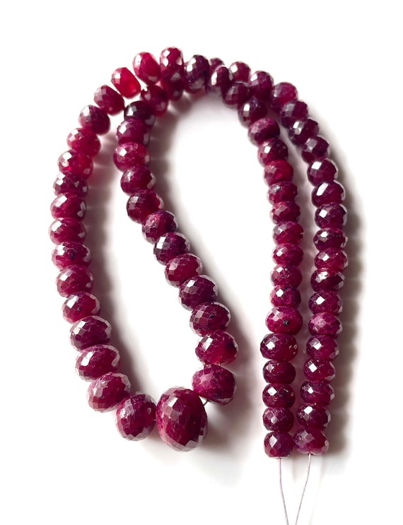 KALIFANO | Natural Ruby Sapphire Faceted 4mm Barrel 16  Rubby Necklace multi faceted. display picture 1