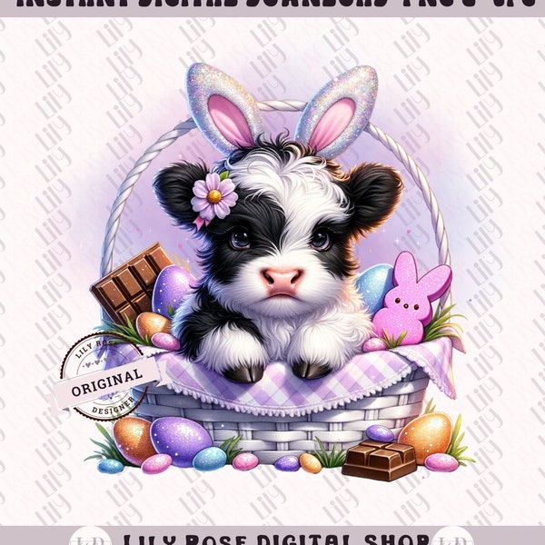 Easter Cow Png, Farm Animals Png, Farmhouse Style Designs, Cute Cow Png, Cow Clipart, Easter Clipart, Happy Easter Png