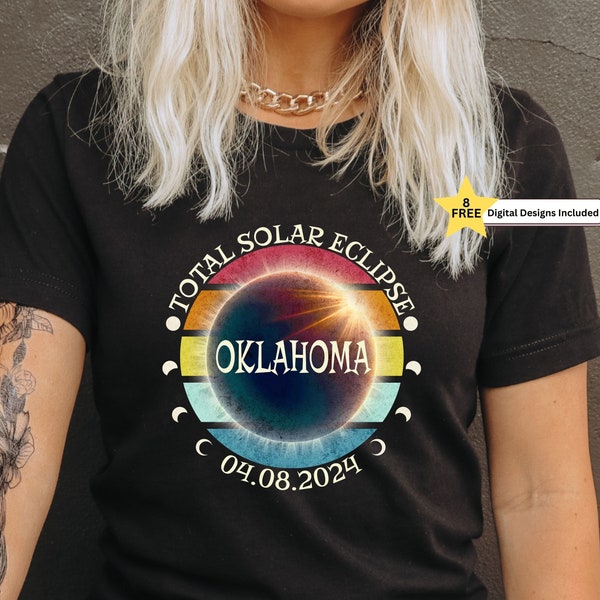 Oklahoma Total Solar Eclipse April 8th 2024 Digital Download,North America Tour Png, Path of Totality Png Sublimation Design