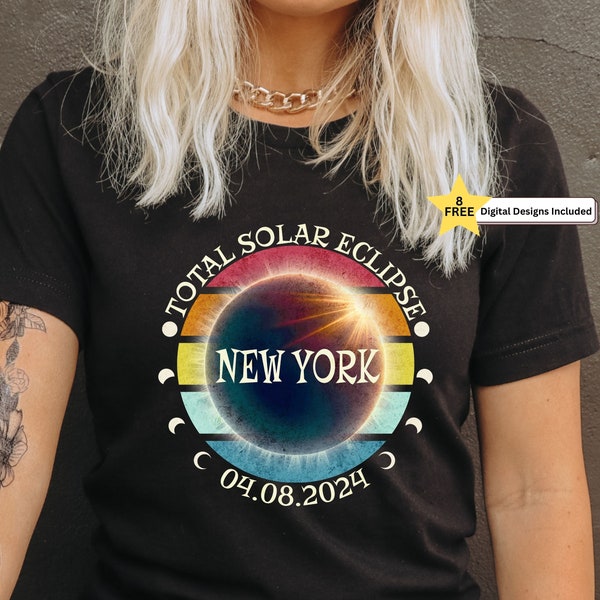 New York Total Solar Eclipse April 8th 2024 Digital Download,North America Tour Png, Path of Totality Png Sublimation Design