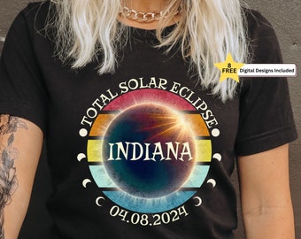 Indiana Total Solar Eclipse April 8th 2024 Digital Download,North America Tour Png, Path of Totality Png Sublimation Design