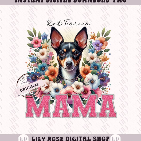 Rat Terrier MAMA Png, Dog Png, Custom Dog Name shirt Png, Glitter Dog Mama Png, Glitter Dog Mom, Dog Lover Png,Black Pomeranian