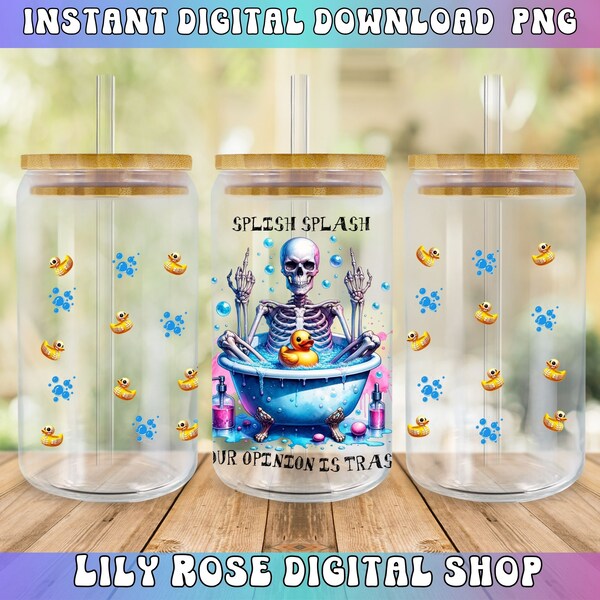 Funny Skeleton Libbey Glass Wrap,16oz Glass Can Wrap Png,Glass tumbler Wrap,Glass Can Sublimation Wrap Digital Download,POD, Rubber Ducks