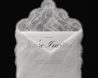 Lace Envelope Mockup PSD | Wedding Invitation Mockup | Luxury Stationery Branding Mockup | Bridal Card Template