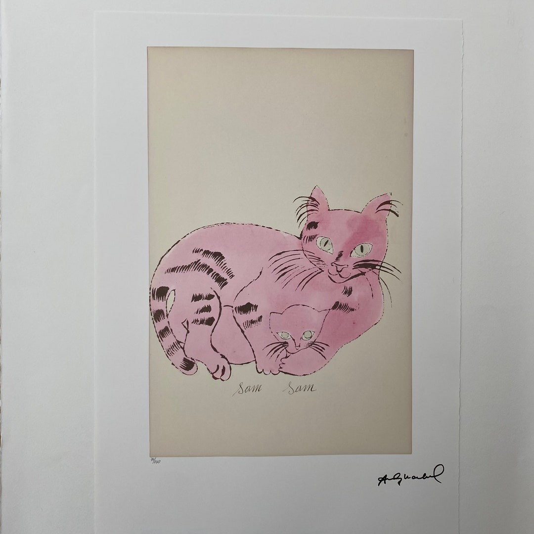 Lithographie Signée Andy Warhol Cat Sam - Édition Limitée