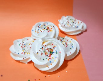 Party Meringue Cookies, one dozen medium roses with rainbow sprinkles, homemade sweet treats