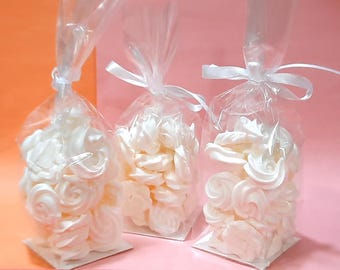 Meringue Cookies, 90 Mini Roses (3 bags), Homemade Sweet Treats
