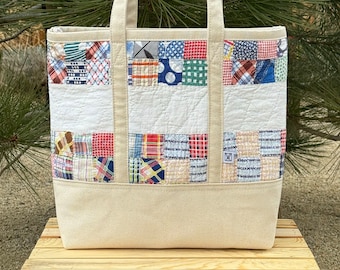 No. 031 Vintage Quilt Canvas Shoulder Tote Bag | Heritage Collection No. 031
