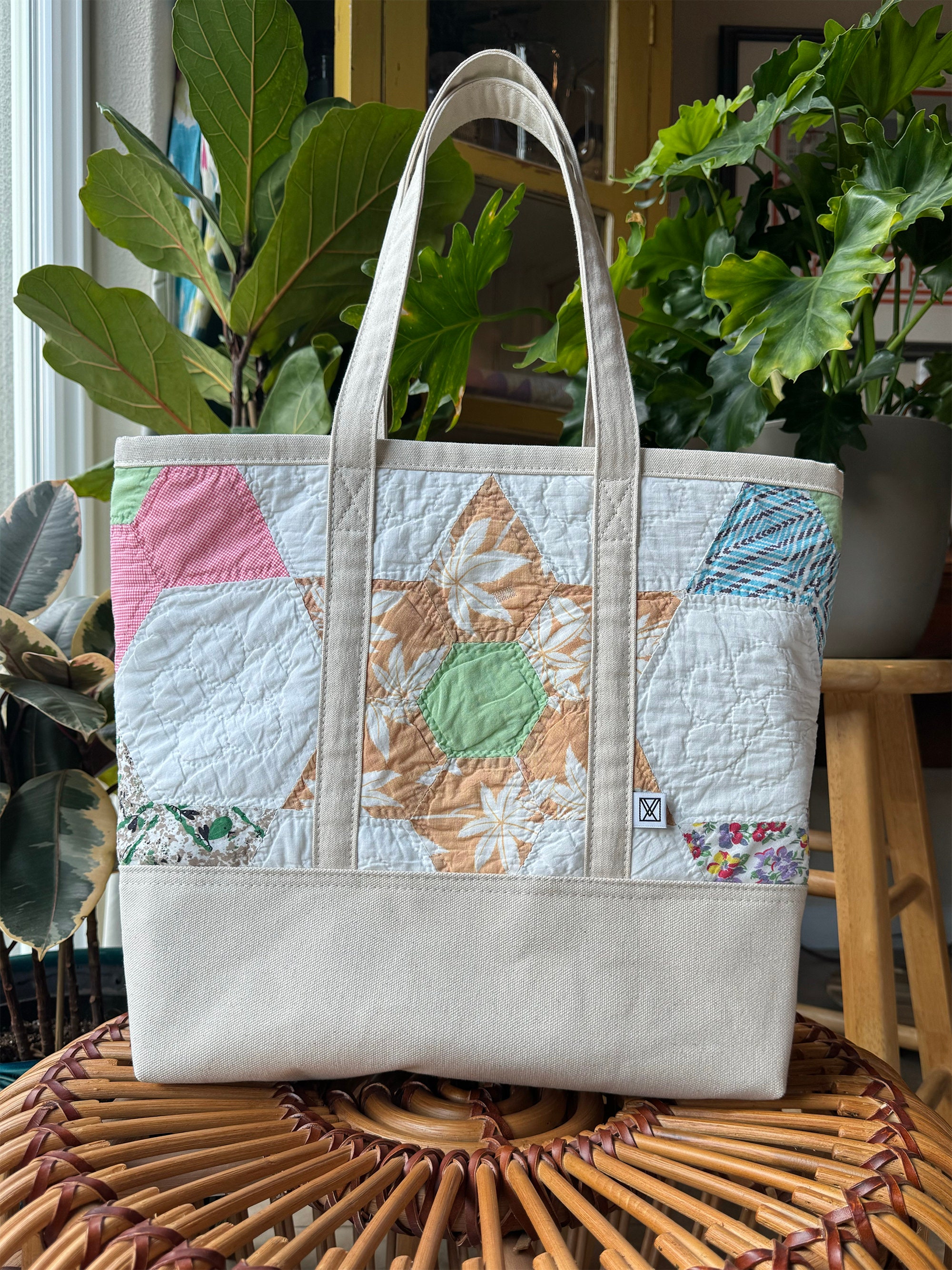 No. 056 Vintage Quilt Canvas Shoulder Tote Bag | Heritage Collection No. 056