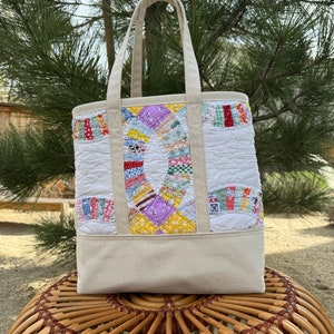 No. 036 Vintage Quilt Canvas Shoulder Tote Bag | Heritage