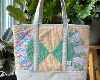No. 049 Vintage Quilt Canvas Shoulder Tote Bag | Heritage Collection No. 049