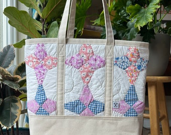 No. 043 Vintage Quilt Canvas Shoulder Tote Bag | Heritage Collection No. 043