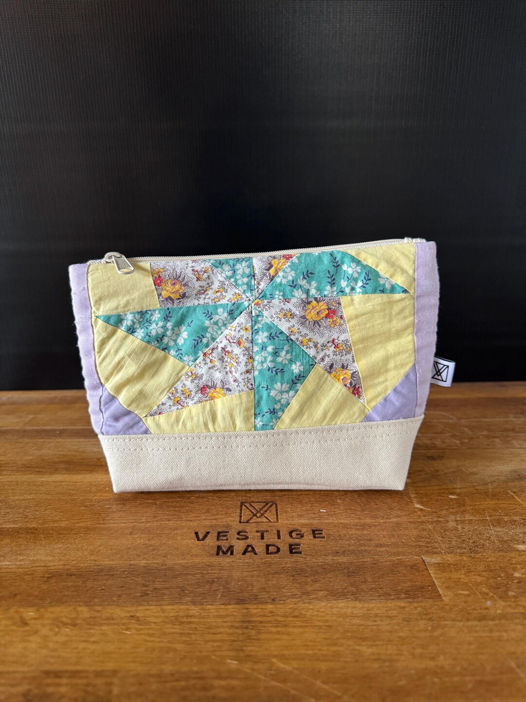 Patch Work Accessory Boho Quilt Canvas Accessory Bag | Patchwork Accent Carry Pouch | No ...