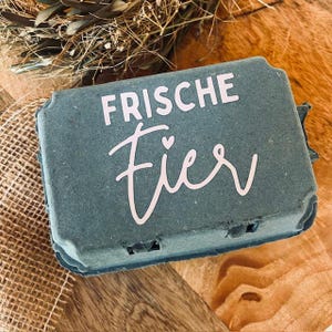 Egg box for 6 eggs blue – fresh eggs print – egg carton gift packaging farm decoration label