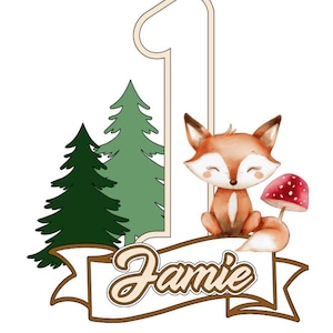 Fox Cake Topper- Cupcake Toppers ,stickers, Banners, Party Decor.