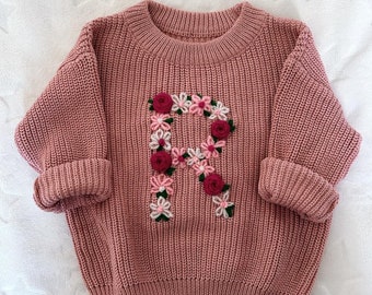 Personalised/ Custom Floral Initial Kids Jumper