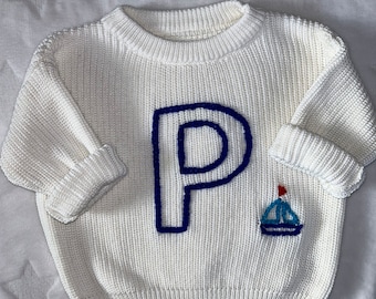 Personalised/Custom Knit for Kids and Babies, Chain Stitch Initial Outline