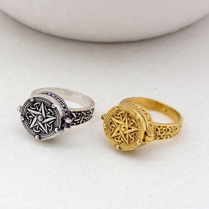 Anillo de pastillero con veneno oculto, hermoso anillo de caja secreta de veneno, anillo de envenenador que se puede abrir hecho a mano