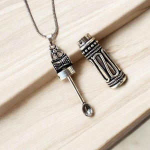 Crystal Ishvara Bottle Spoon Necklace: Brass Golden Pendant