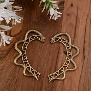 Serpent Hoop Ear cuffs in Gold or Silver – Animal-Inspired Statement Jewelry, Boho Tribal Earrings, Unique Handmade Gift for Her